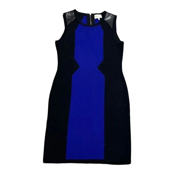 MILLY black & blue Merino wool stealth sleeveless mini dress size medium - Picture 1 of 5